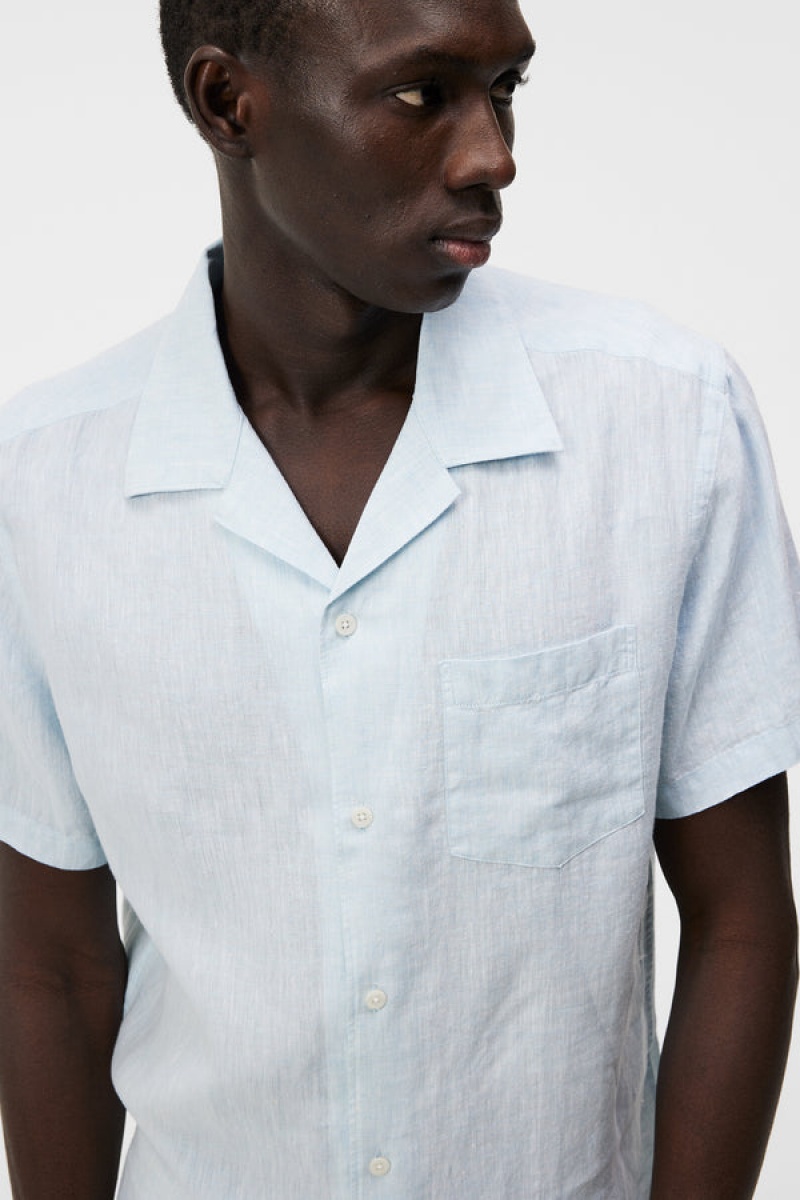 Dream Blue Jlindeberg Linen Melange Short Sleeve Shirt | SN-JL574979