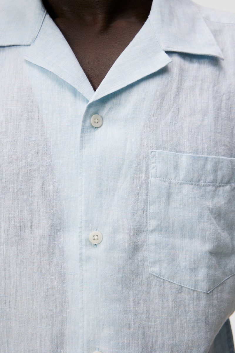 Dream Blue Jlindeberg Linen Melange Short Sleeve Shirt | SN-JL574979