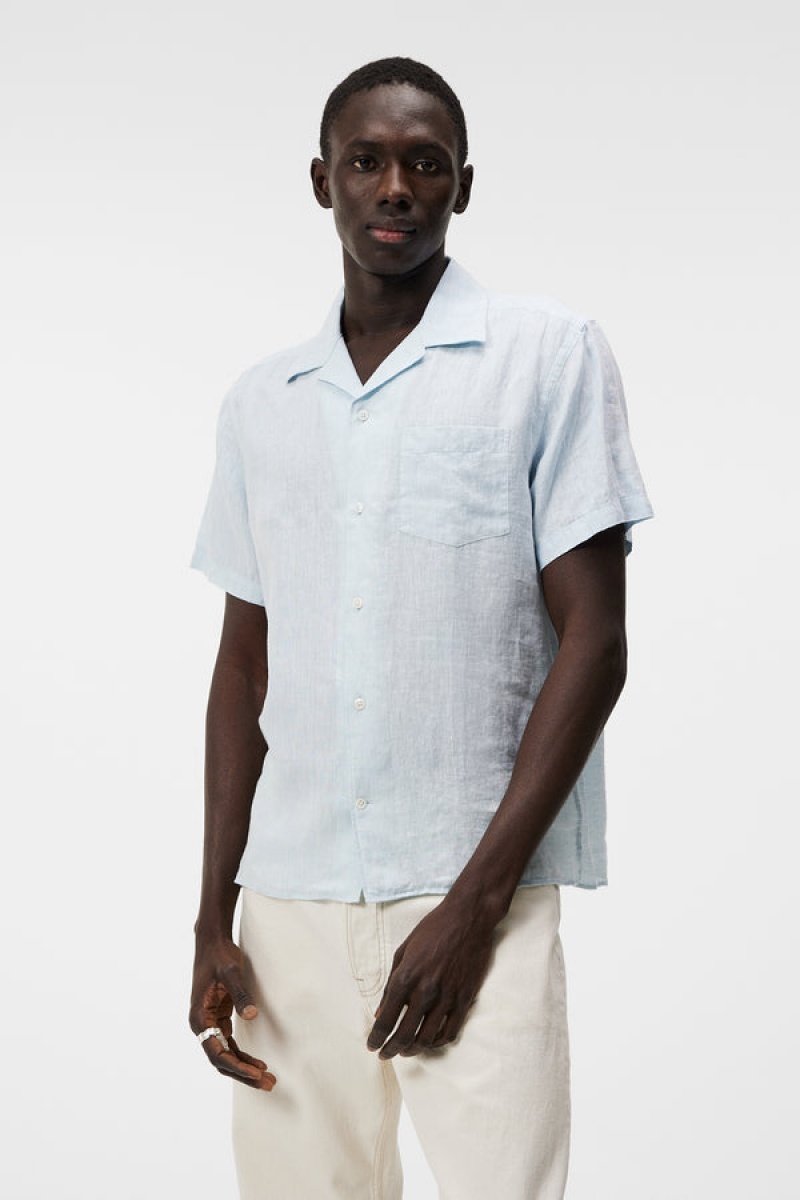 Dream Blue Jlindeberg Linen Melange Short Sleeve Shirt | SN-JL574979