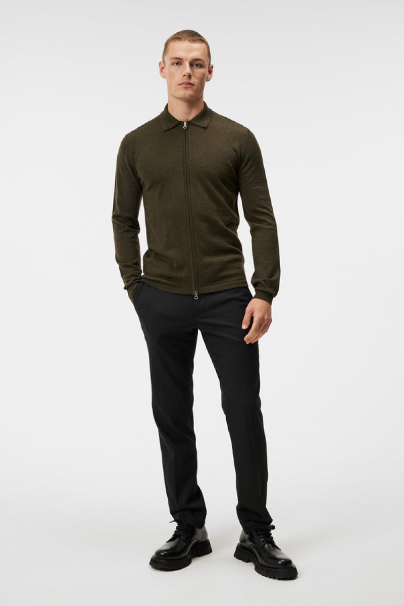 Forest Green Jlindeberg Nyle Merino Zip Cardigan | SN-JL574891