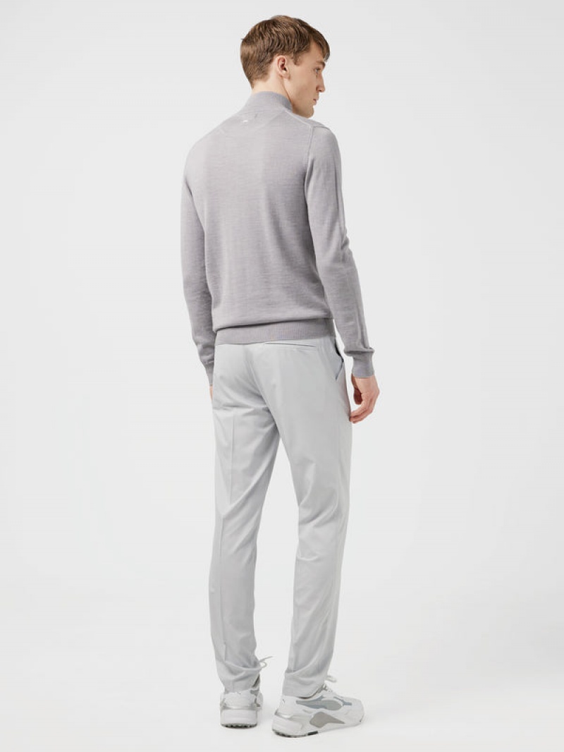 Grey Melange Jlindeberg Kian Zipped Golf Sweater | SN-JL574592