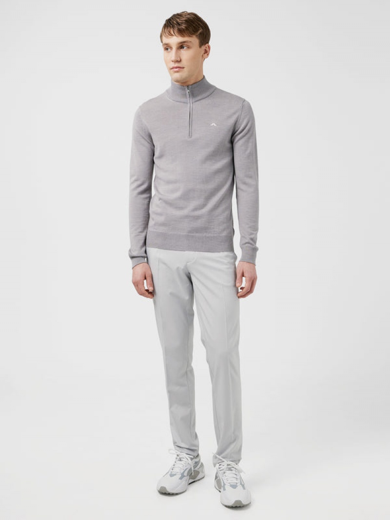 Grey Melange Jlindeberg Kian Zipped Golf Sweater | SN-JL574592