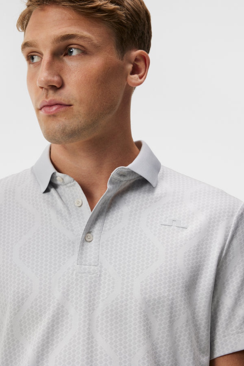 Grey Melange Jlindeberg Mat Jacquard Polo | SN-JL574466