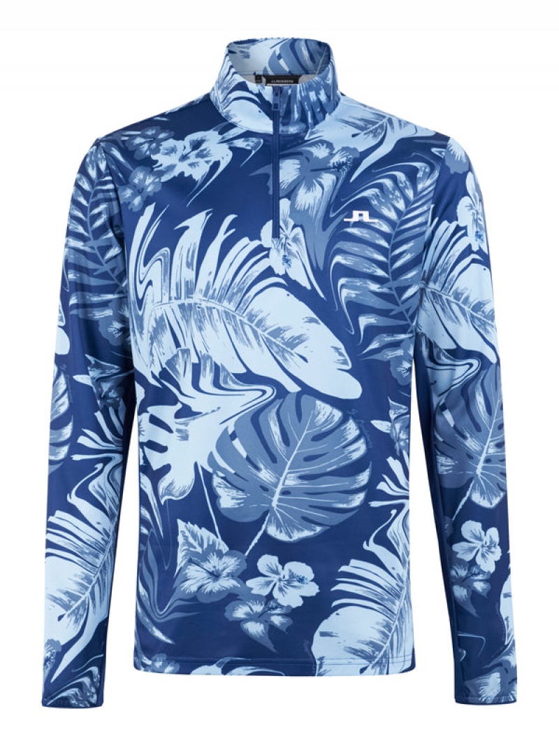 Hibiscus Blue Jlindeberg Emanuel Print Mid Layer | SN-JL574594