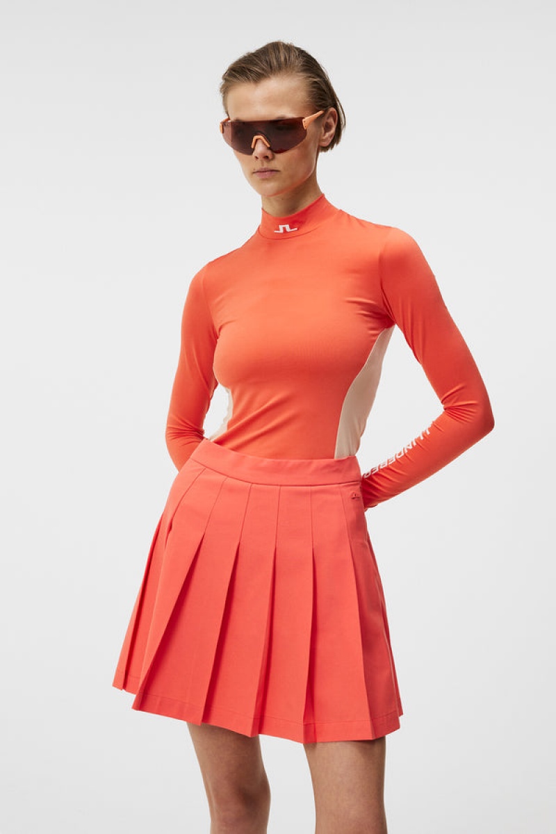 Hot Coral Jlindeberg Celeste Long Sleeve Top | SN-JL575174