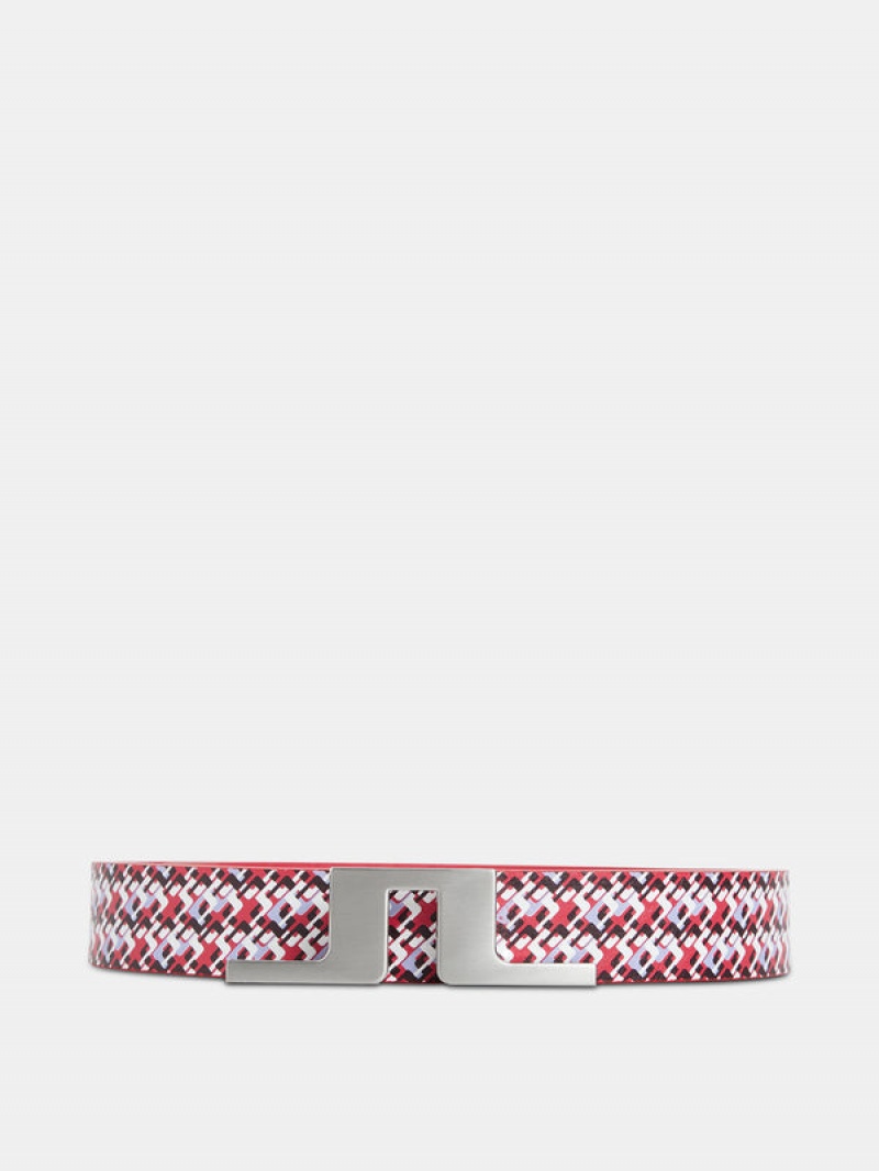 JL Micro Bridge Rose Red Jlindeberg Betsy Printed Leather Belt | SN-JL575394