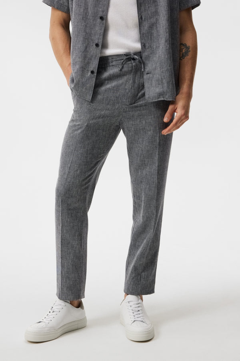 JL Navy Jlindeberg Baron Linen Structure Pants | SN-JL574957