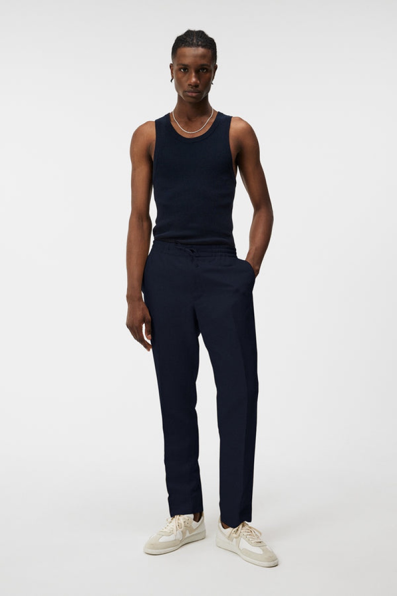 JL Navy Jlindeberg Baron Tencel Linen Pants | SN-JL574952