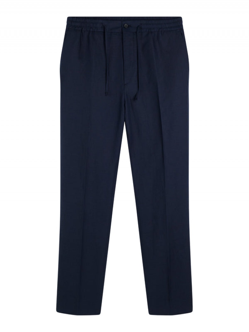 JL Navy Jlindeberg Baron Tencel Linen Pants | SN-JL574952