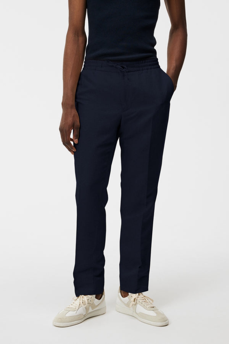 JL Navy Jlindeberg Baron Tencel Linen Pants | SN-JL574952