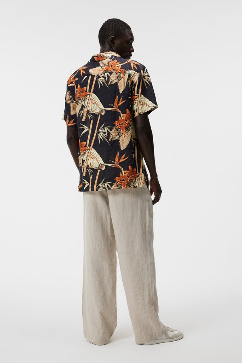 JL Navy Jlindeberg Elio Tropical Print Shirt | SN-JL574982