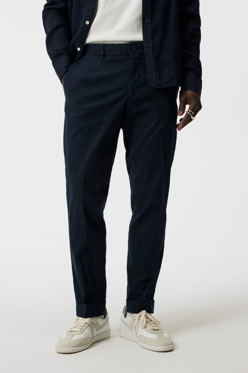 JL Navy Jlindeberg Grant Linen Stretch Pants | SN-JL574945