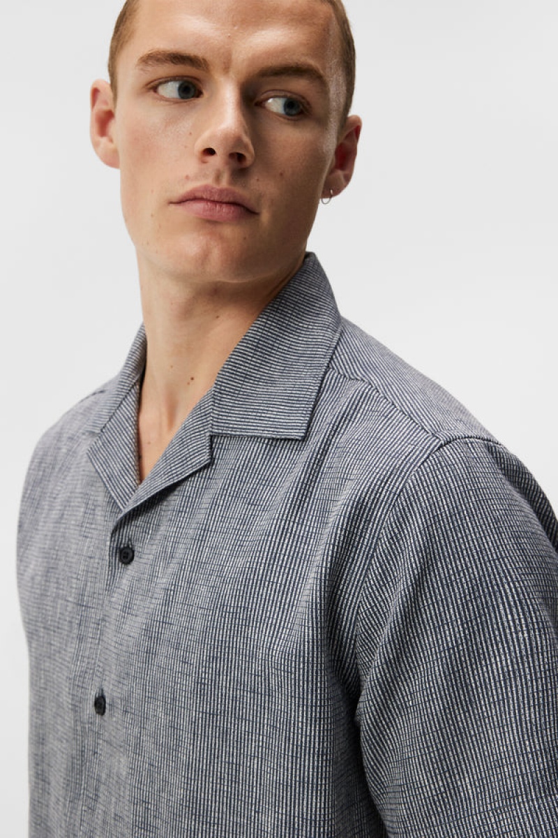 JL Navy Jlindeberg Lind Linen Mix Relax Shirt | SN-JL574983