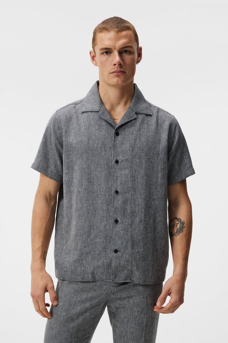 JL Navy Jlindeberg Lind Linen Mix Relax Shirt | SN-JL574983