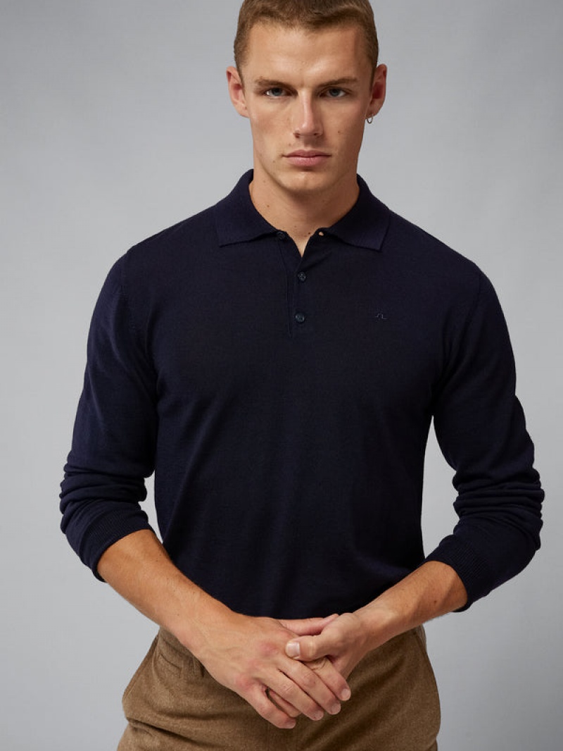 JL Navy Jlindeberg Noel Light Merino Polo | SN-JL574858