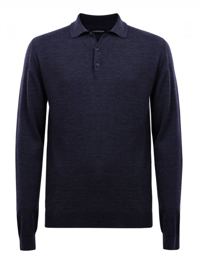 JL Navy Jlindeberg Noel Light Merino Polo | SN-JL574858