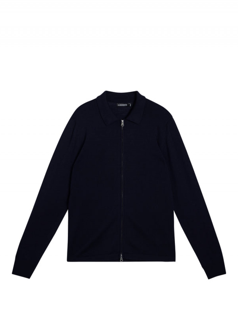 JL Navy Jlindeberg Nyle Merino Zip Cardigan | SN-JL574873