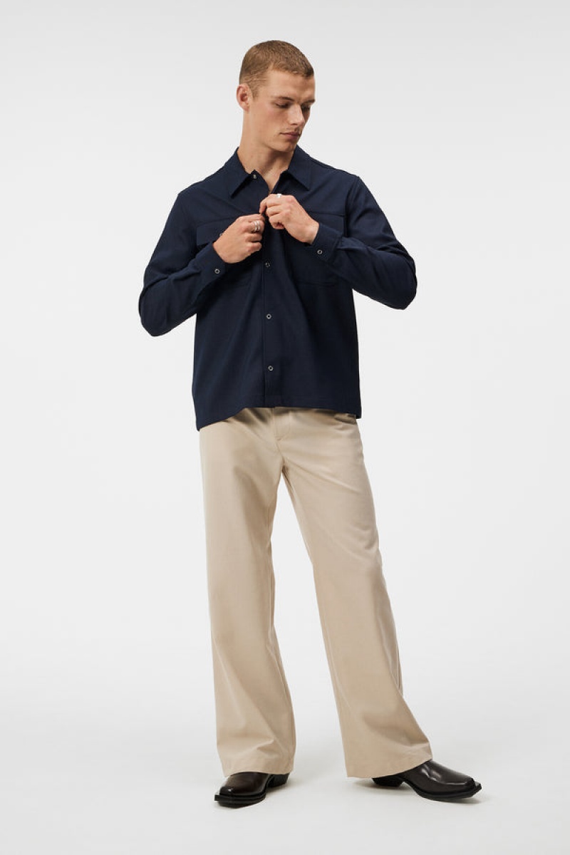 JL Navy Jlindeberg Reid Twill Overshirt | SN-JL575027