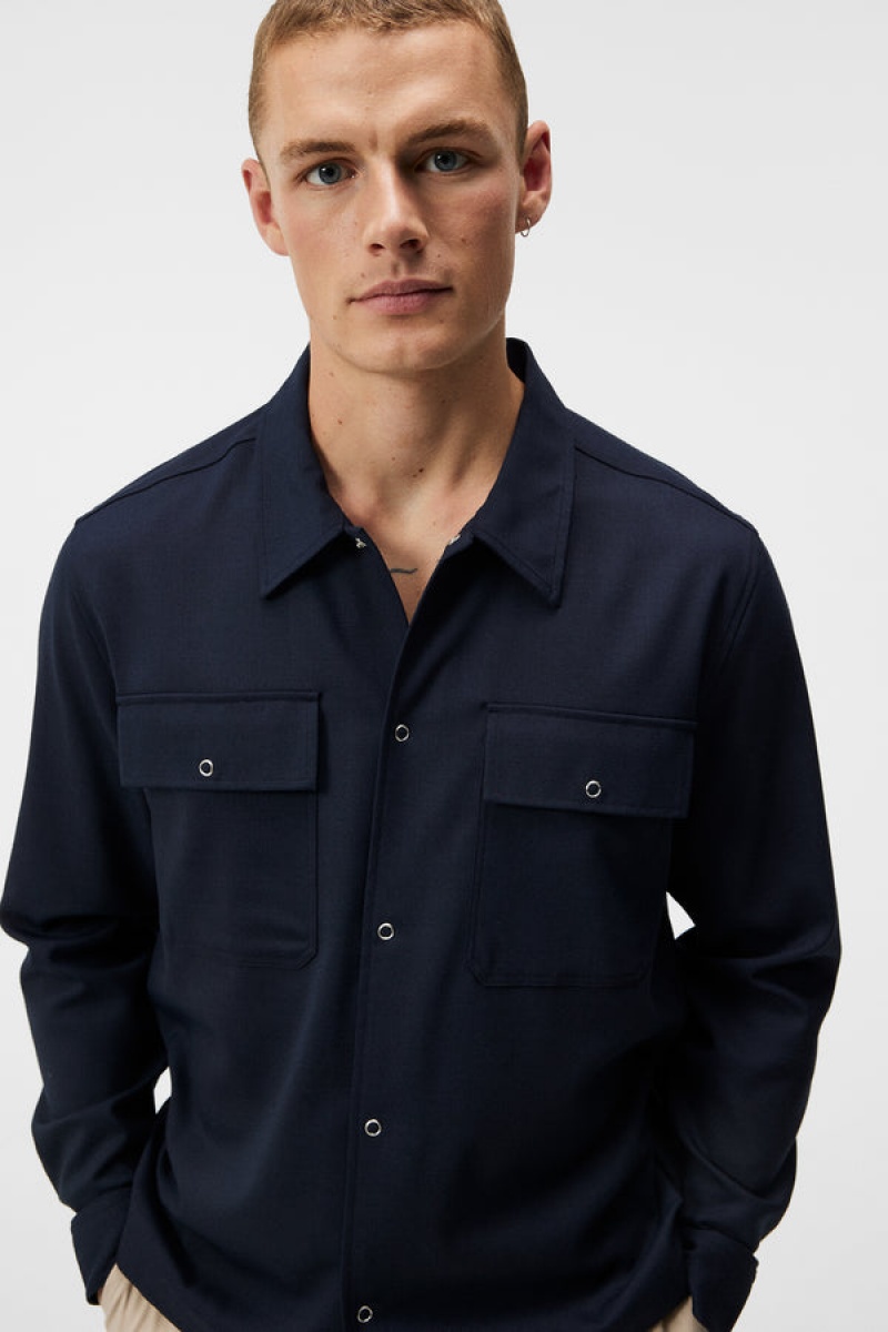 JL Navy Jlindeberg Reid Twill Overshirt | SN-JL575027