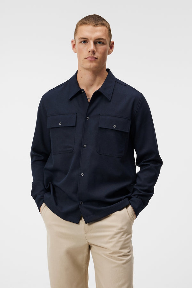 JL Navy Jlindeberg Reid Twill Overshirt | SN-JL575027