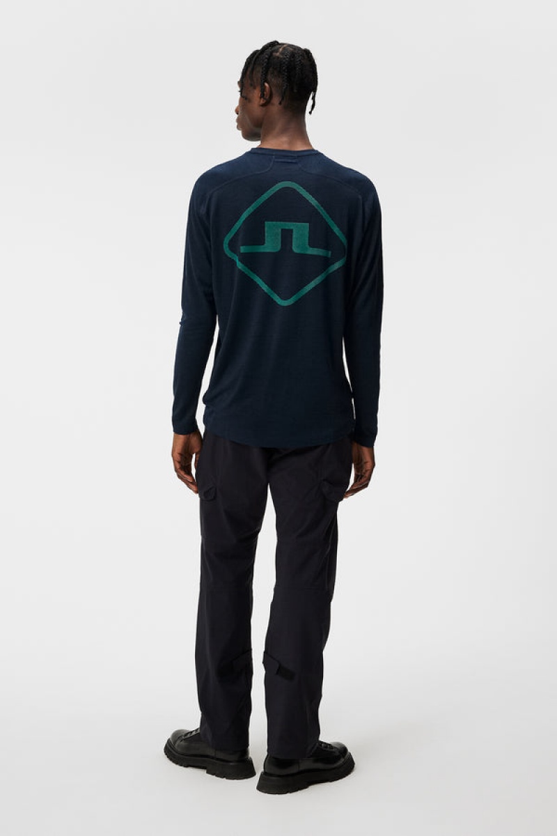 JL Navy Jlindeberg Shaun Wool Long Sleeve T-shirt | SN-JL574505