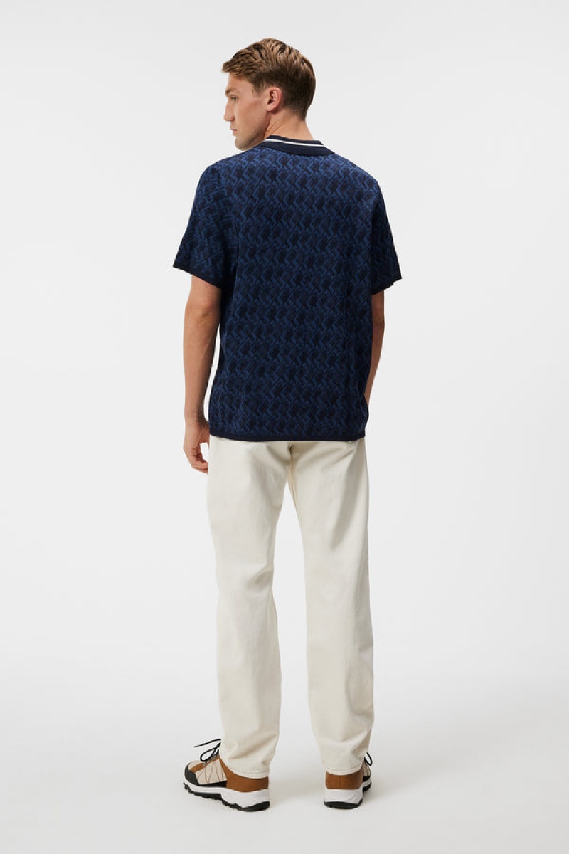 JL Navy Melange Jlindeberg Nate Knitted Shirt | SN-JL574672