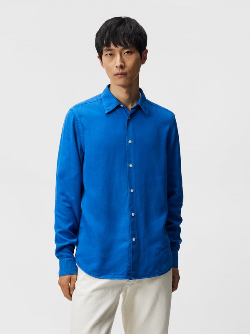 Lapis Blue Jlindeberg Comfort Tencel Slim Shirt | SN-JL574973