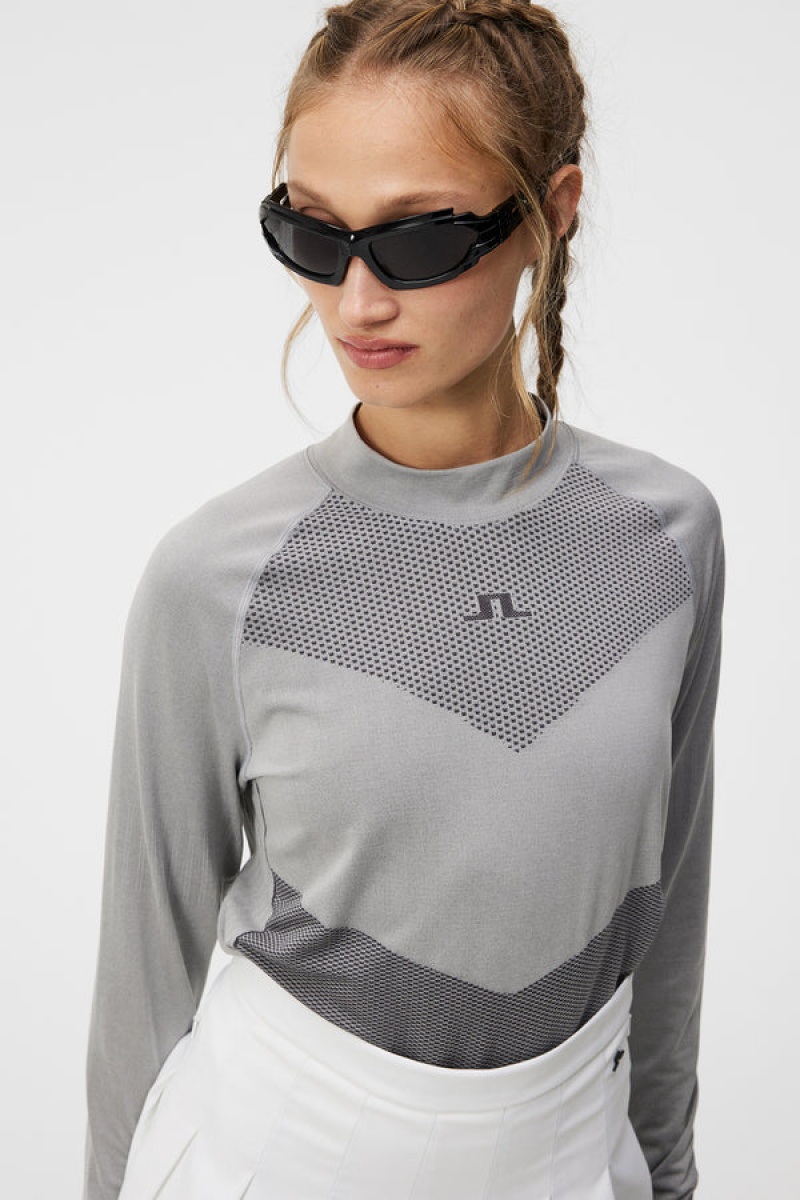 Light Grey Melange Jlindeberg Camilla Top | SN-JL575146