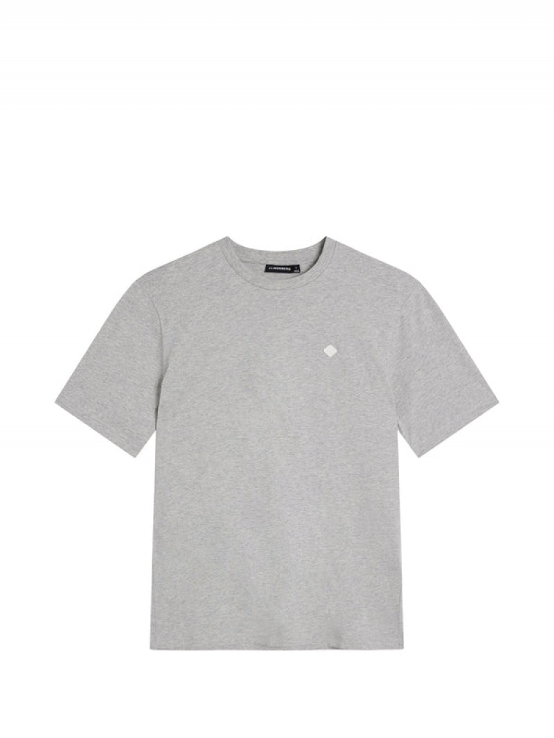 Light Grey Melange Jlindeberg Dale Diamond Patch T-shirt | SN-JL574829