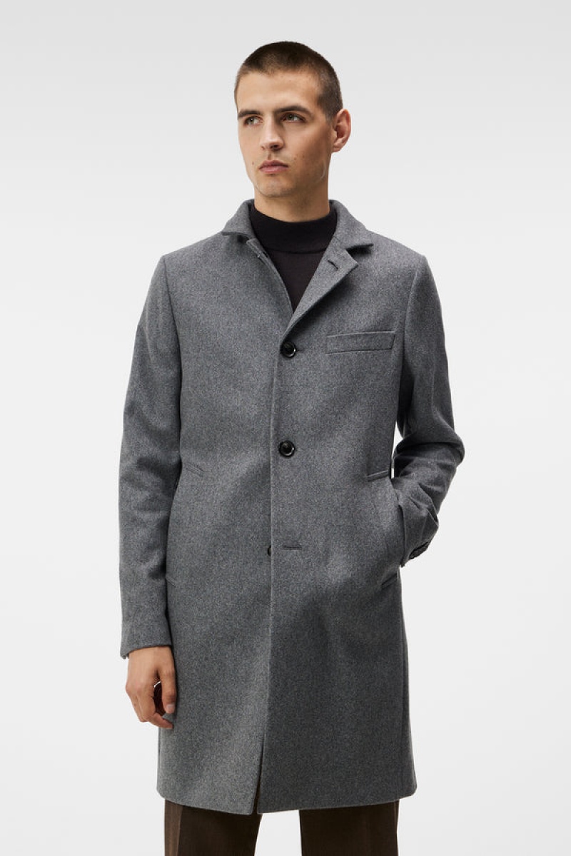 Mid Grey Melange Jlindeberg Holger Melton Coat | SN-JL574816