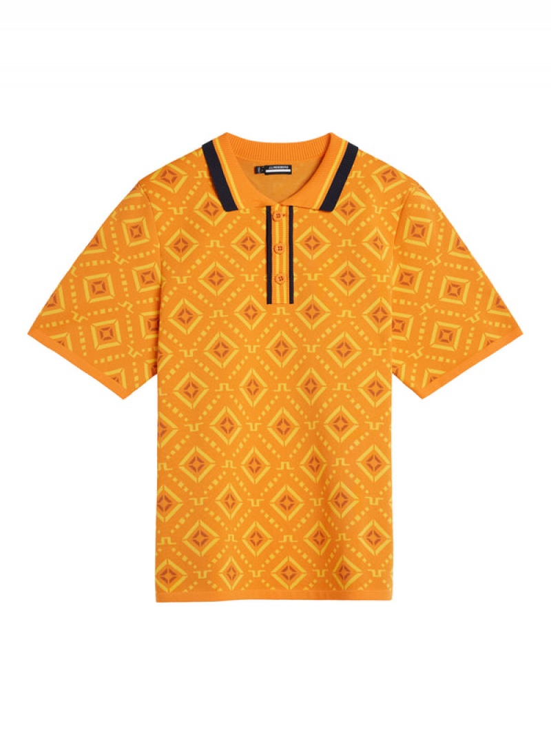 Orange Diamond Logo Jlindeberg Cane Knitted Shirt | SN-JL574625