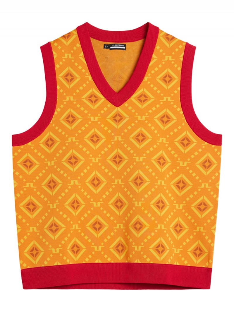 Orange Diamond Logo Jlindeberg Jack Knitted Vest | SN-JL574624