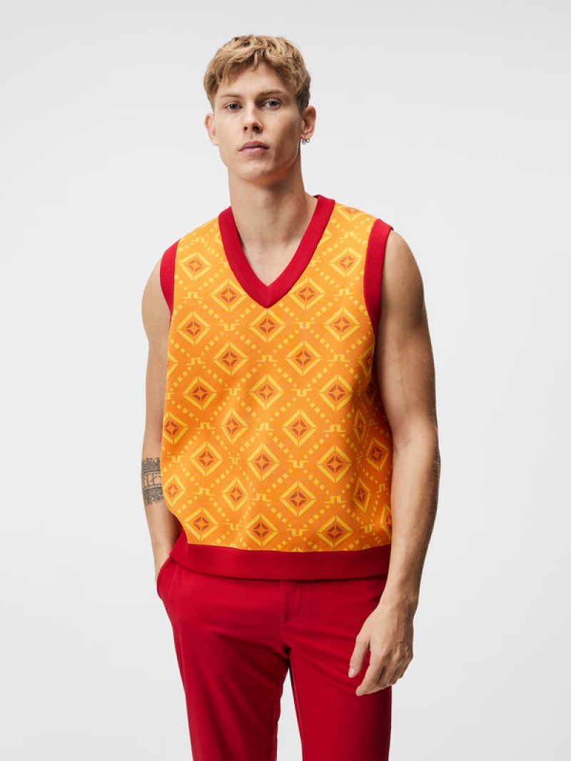 Orange Diamond Logo Jlindeberg Jack Knitted Vest | SN-JL574624