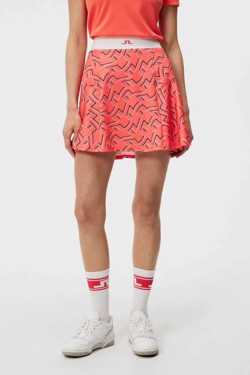 Outline Bridge Wave Coral Jlindeberg Jane Print Skirt | SN-JL575216