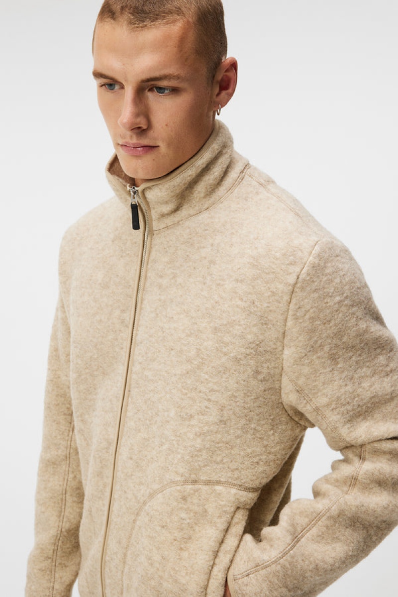 Oyster Gray Jlindeberg Dustin Wool Fleece Jacket | SN-JL574885