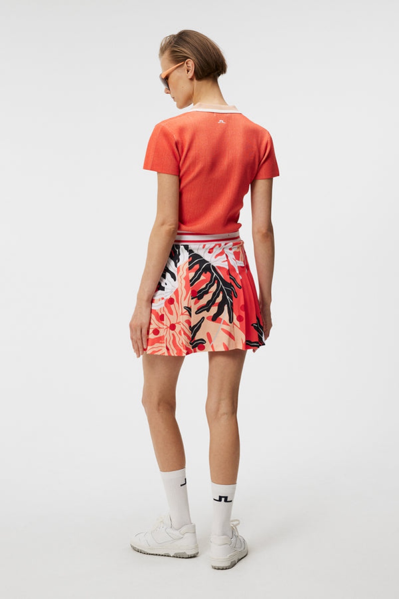 Paradise Monstera Coral Jlindeberg Harlow Print Skirt | SN-JL575219