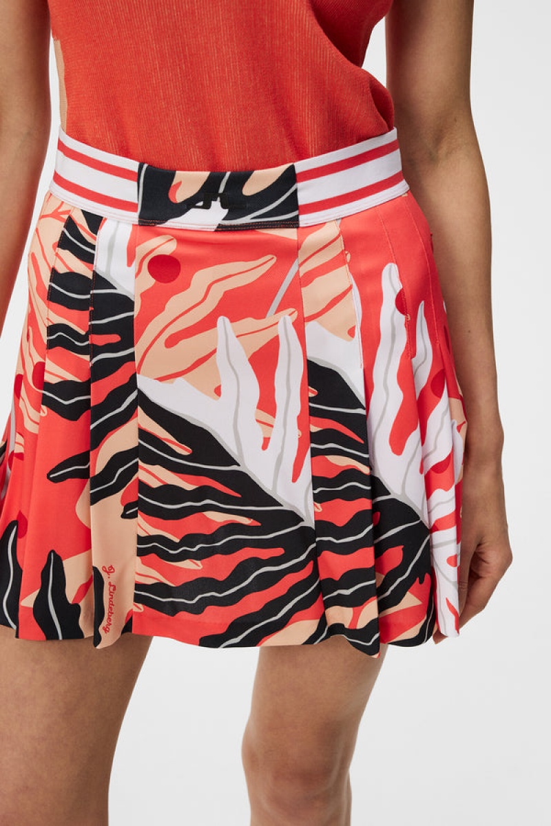 Paradise Monstera Coral Jlindeberg Harlow Print Skirt | SN-JL575219