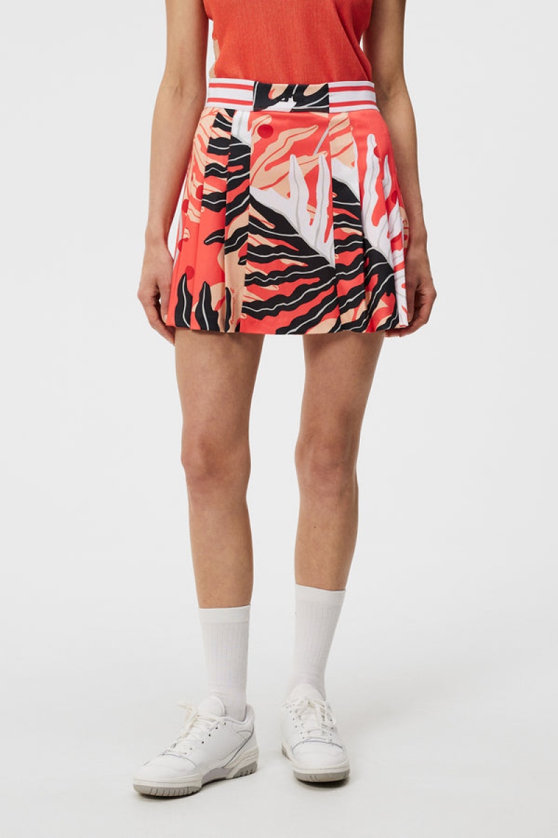 Paradise Monstera Coral Jlindeberg Harlow Print Skirt | SN-JL575219