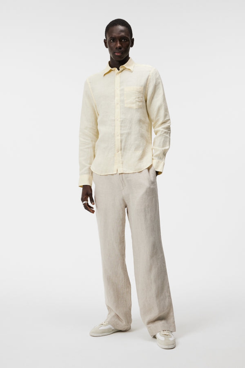 Pear Sorbet Jlindeberg Clean Linen Slim Shirt | SN-JL574980