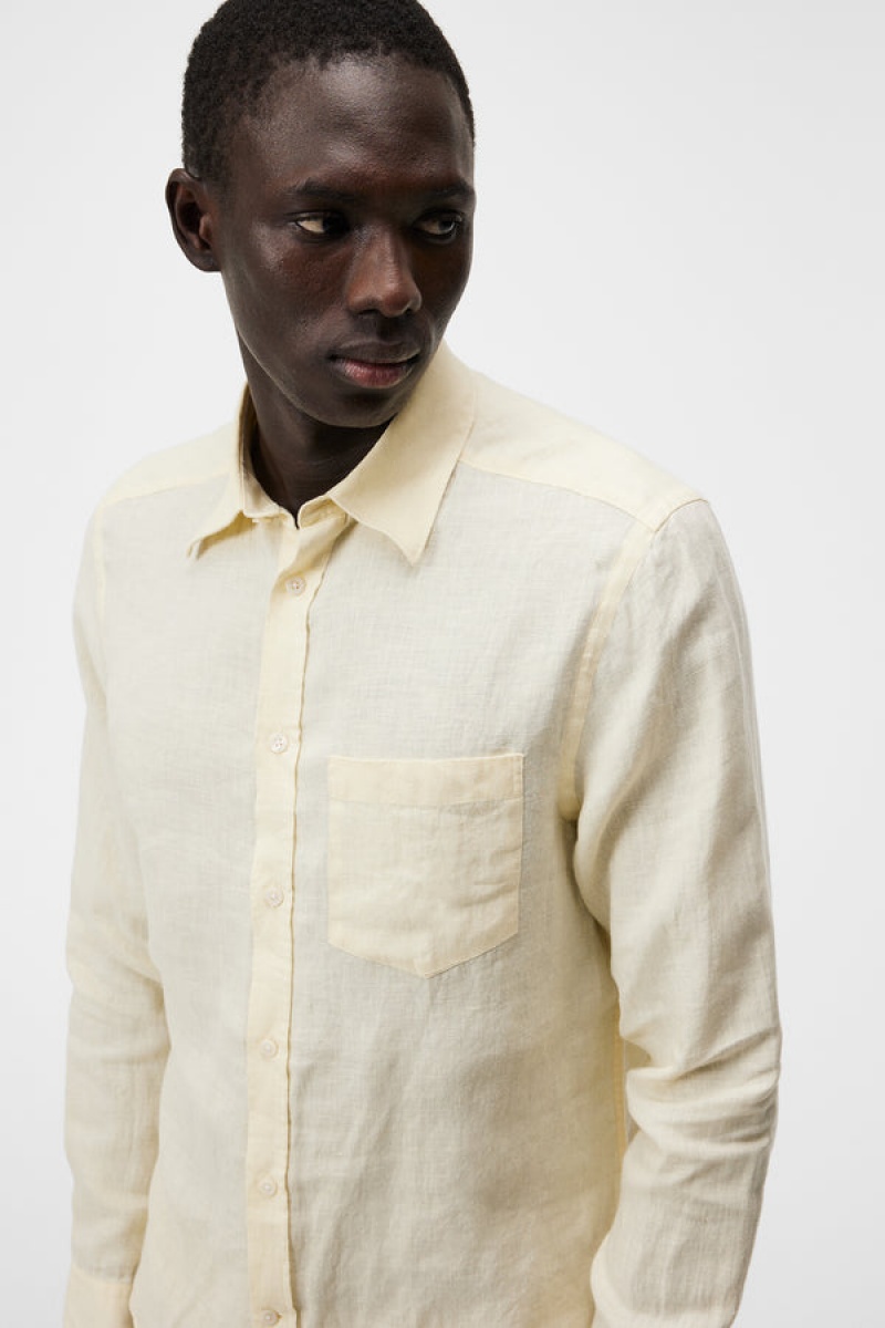 Pear Sorbet Jlindeberg Clean Linen Slim Shirt | SN-JL574980