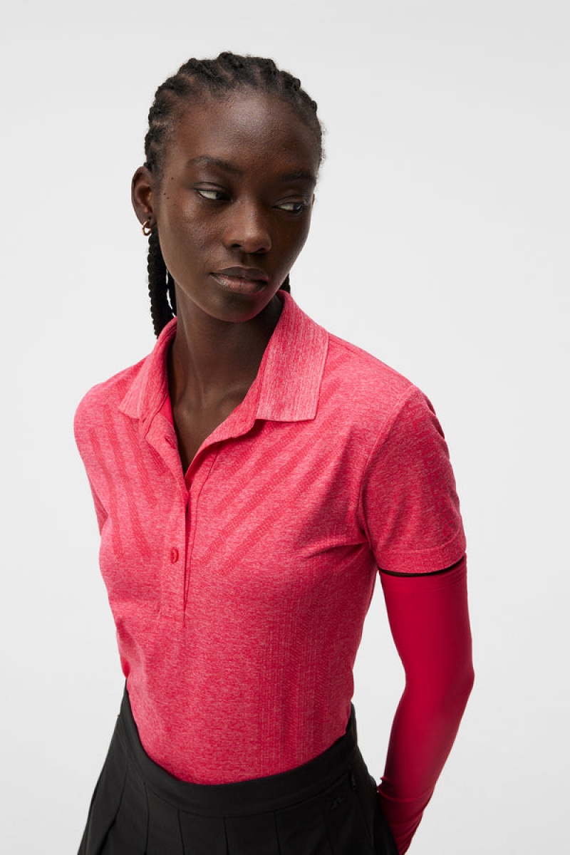 Rose Red Melange Jlindeberg Azalea Seamless Polo | SN-JL575134