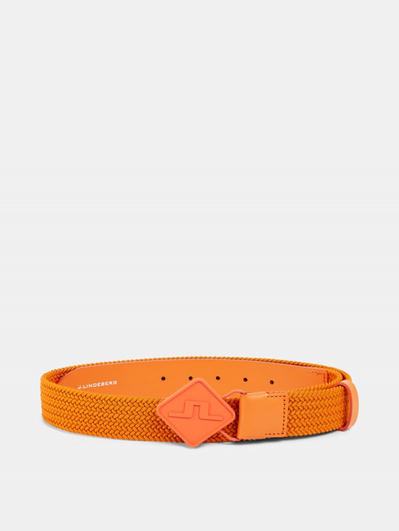 Russet Orange Jlindeberg Diamond Elastic Leather Belt | SN-JL574730