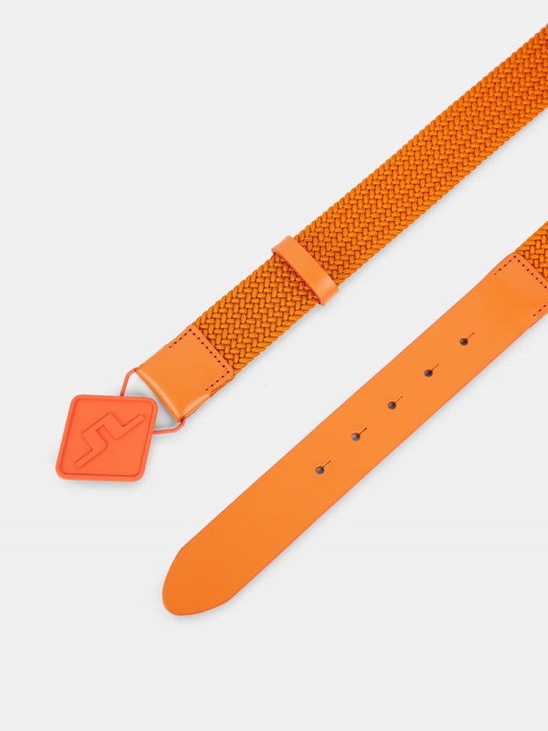 Russet Orange Jlindeberg Diamond Elastic Leather Belt | SN-JL574730