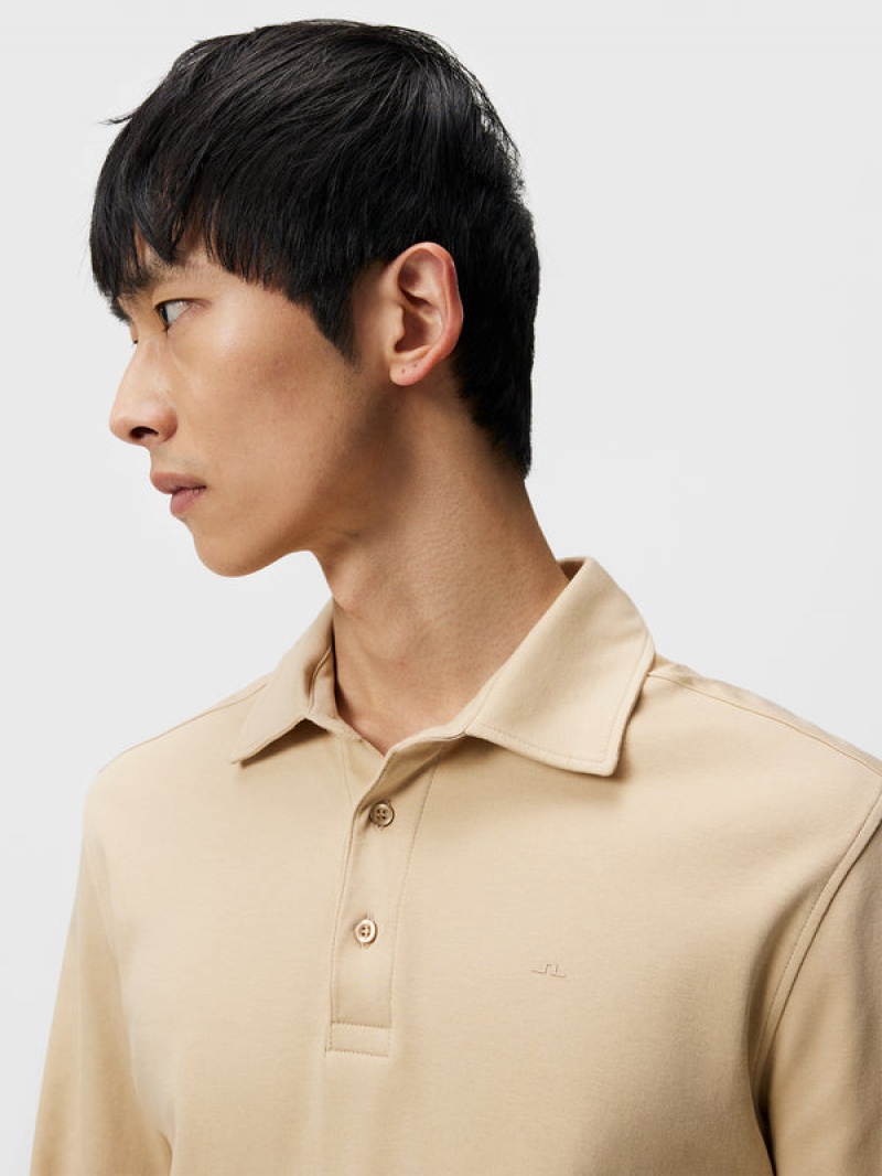 Safari Beige Jlindeberg Asher Long Sleeve Polo | SN-JL574850