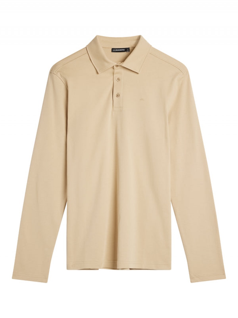 Safari Beige Jlindeberg Asher Long Sleeve Polo | SN-JL574850