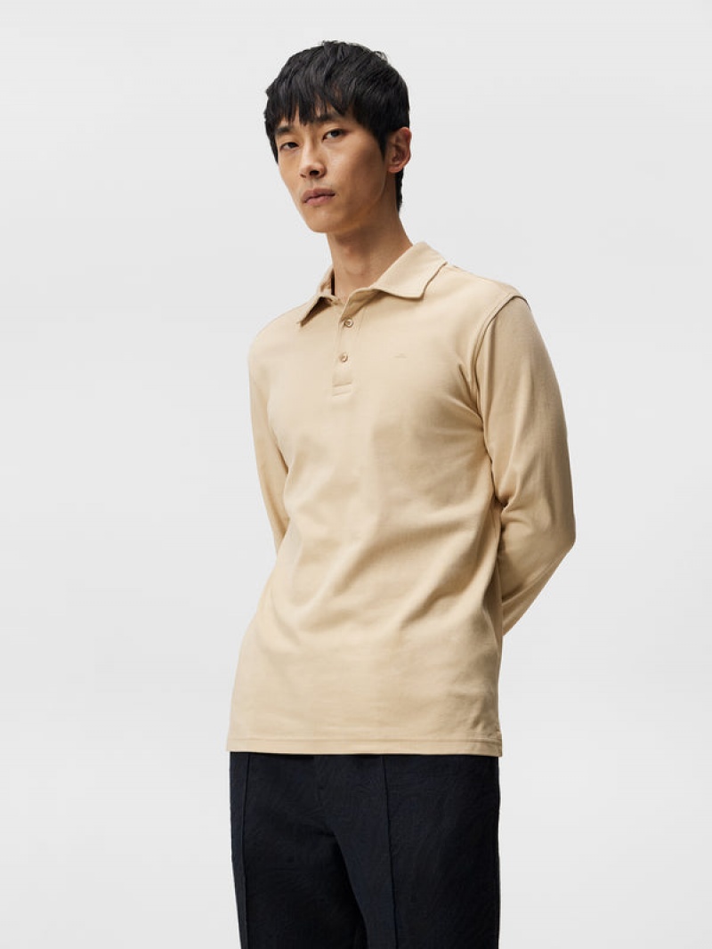 Safari Beige Jlindeberg Asher Long Sleeve Polo | SN-JL574850