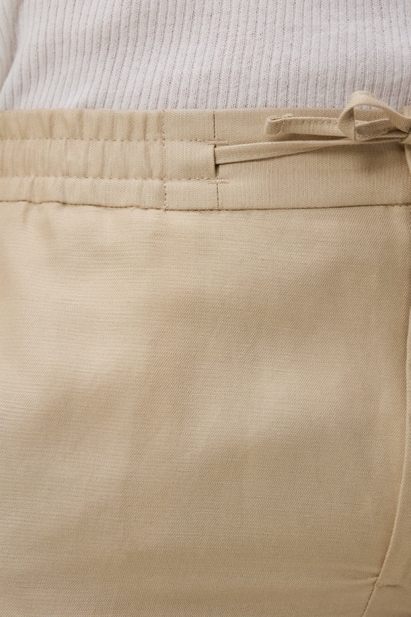 Safari Beige Jlindeberg Baron Tencel Linen Shorts | SN-JL574954