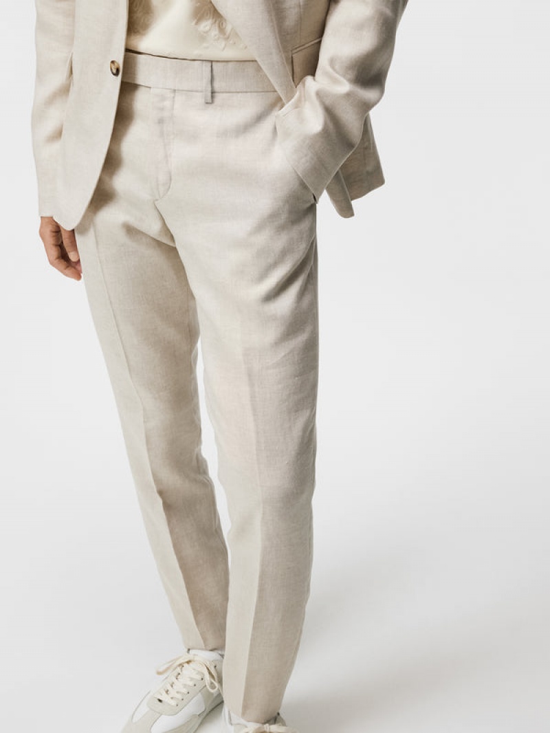 Safari Beige Jlindeberg Grant Super Linen Pants | SN-JL575009