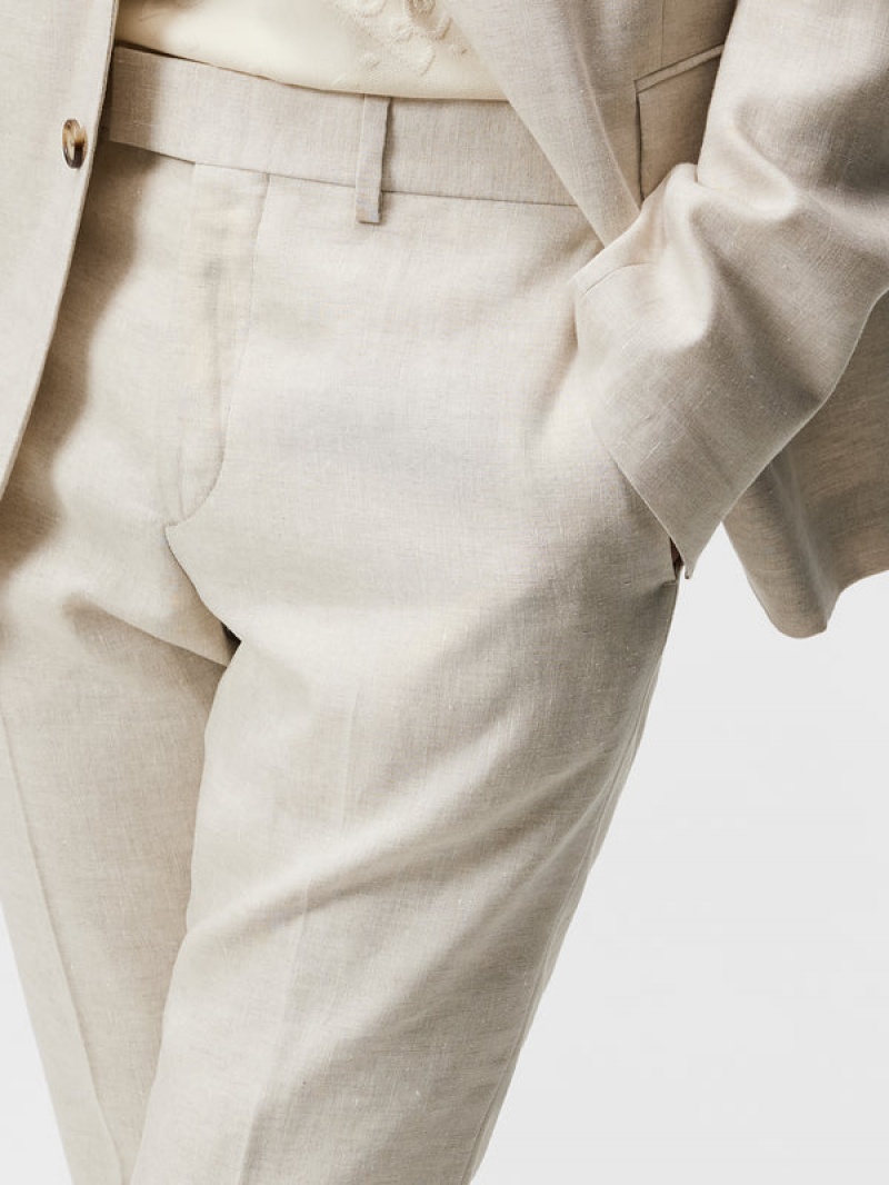 Safari Beige Jlindeberg Grant Super Linen Pants | SN-JL575009