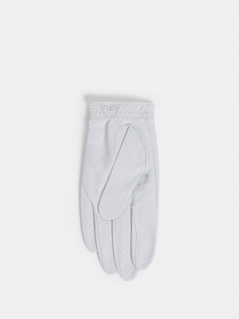 White Jlindeberg Ron Leather Golf Glove | SN-JL574749